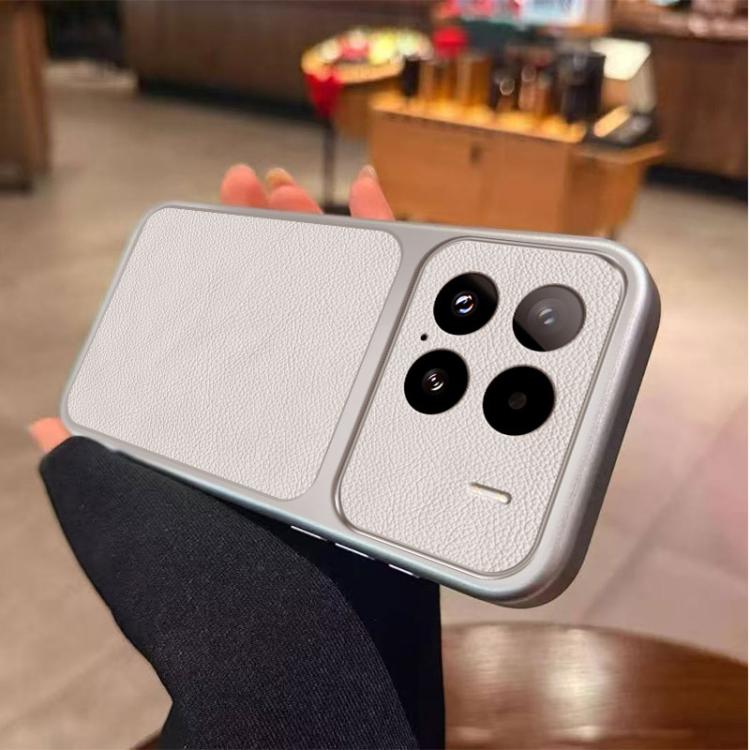 For Xiaomi 15 Large Window Leather Textured Coated TPU Phone Case - White