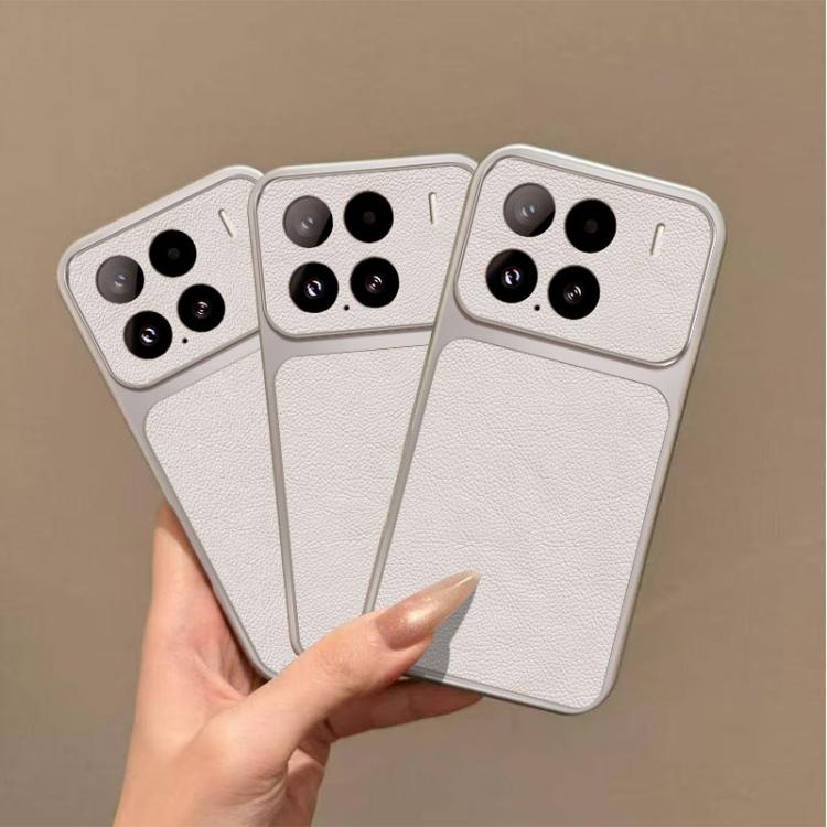 For Xiaomi 15 Large Window Leather Textured Coated TPU Phone Case - White