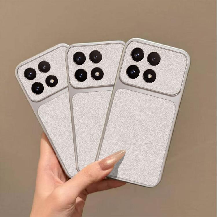 For Xiaomi 14T Large Window Leather Textured Coated TPU Phone Case - White