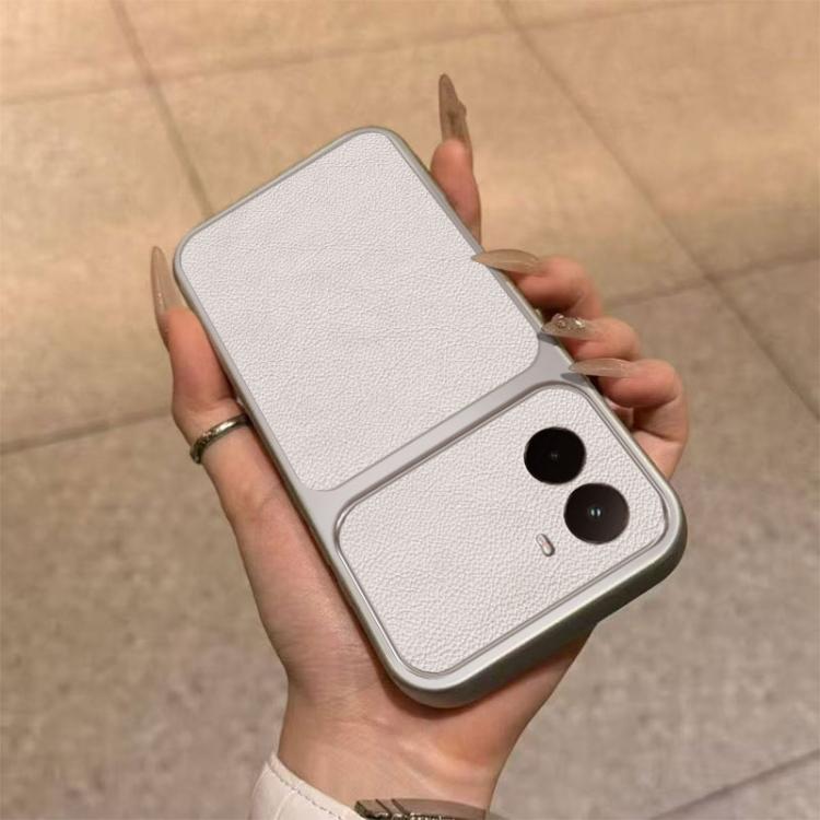 For Xiaomi Poco M7 4G 169mm Large Window Leather Textured Coated TPU Phone Case - White
