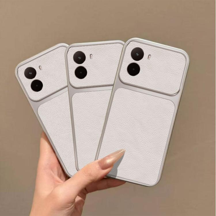 For Xiaomi Poco M7 4G 169mm Large Window Leather Textured Coated TPU Phone Case - White