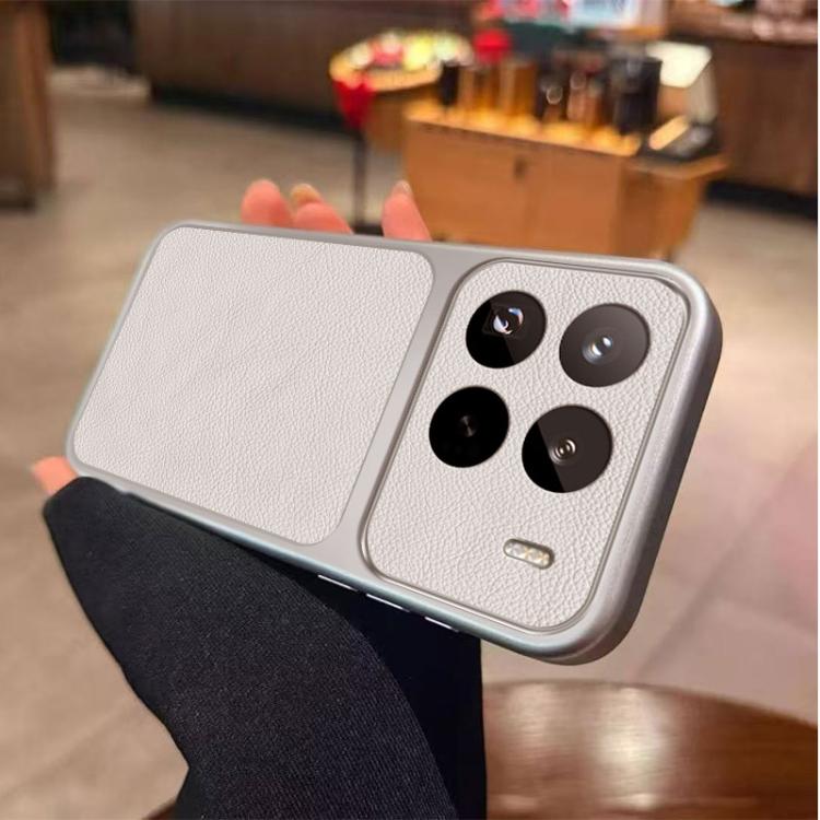 For Xiaomi 15 Pro Large Window Leather Textured Coated TPU Phone Case - White