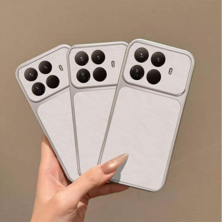 For Xiaomi 15T Pro Large Window Leather Textured Coated TPU Phone Case - White