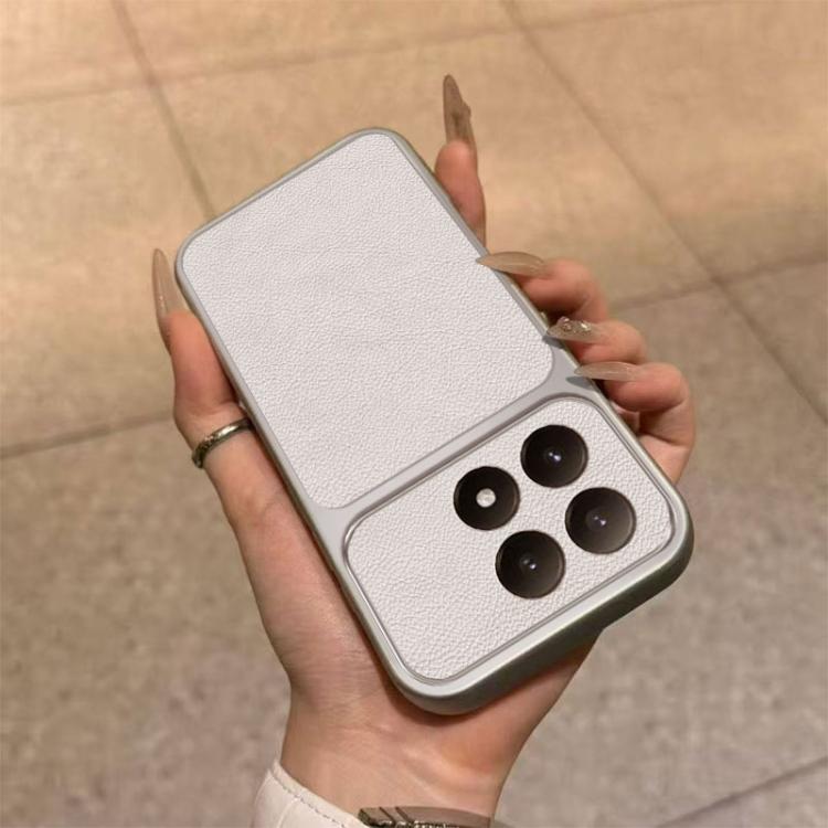 For Xiaomi 15T Large Window Leather Textured Coated TPU Phone Case - White