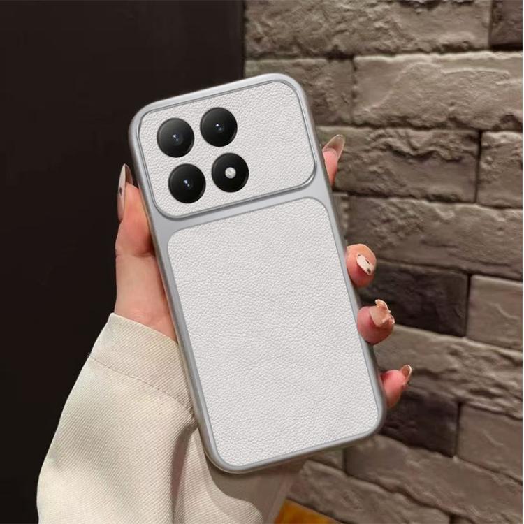 For Xiaomi 15T Large Window Leather Textured Coated TPU Phone Case - White