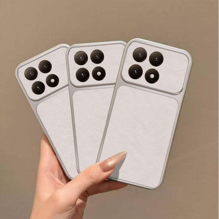For Xiaomi 15T Large Window Leather Textured Coated TPU Phone Case - White