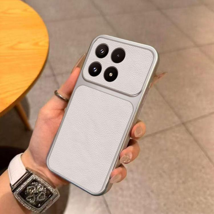For Xiaomi 17 Large Window Leather Textured Coated TPU Phone Case - White