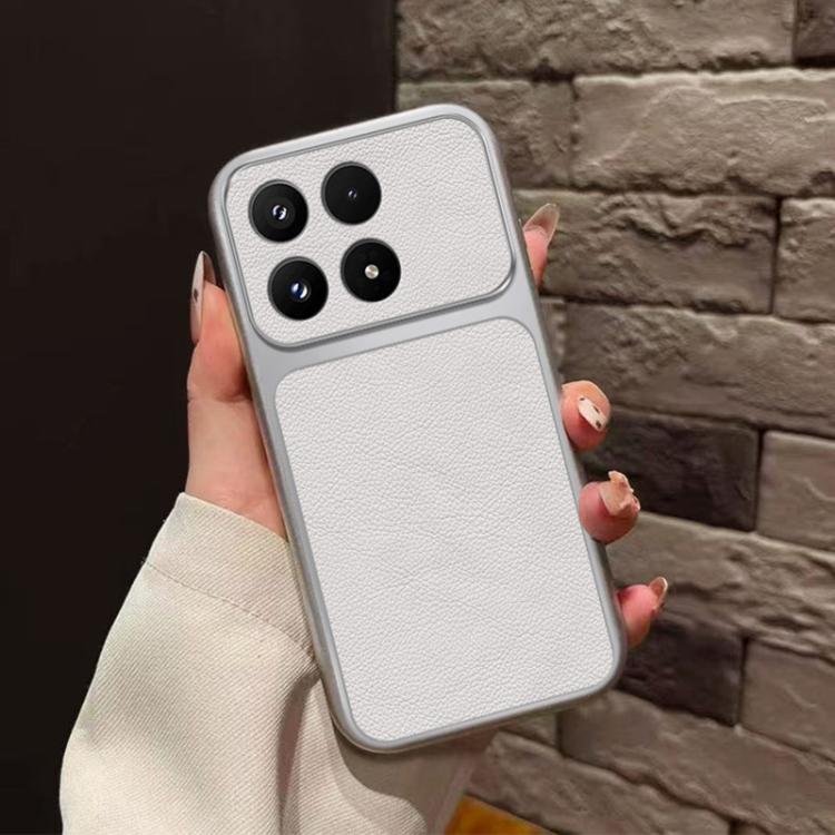 For Xiaomi 17 Large Window Leather Textured Coated TPU Phone Case - White