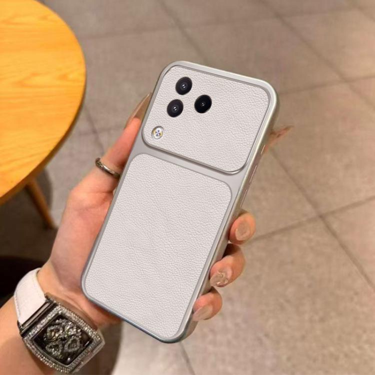 For Xiaomi Civi 3 Large Window Leather Textured Coated TPU Phone Case - White