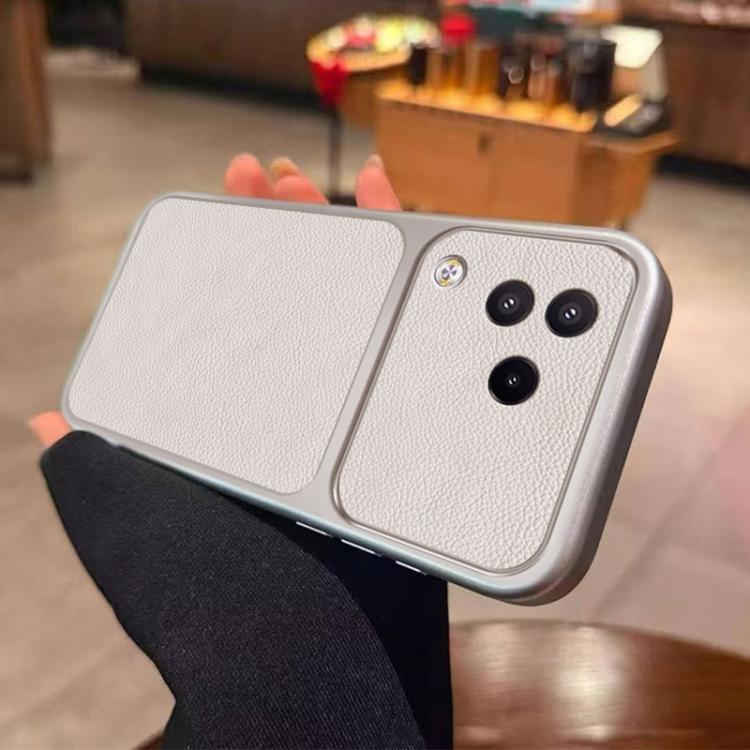 For Xiaomi Civi 3 Large Window Leather Textured Coated TPU Phone Case - White