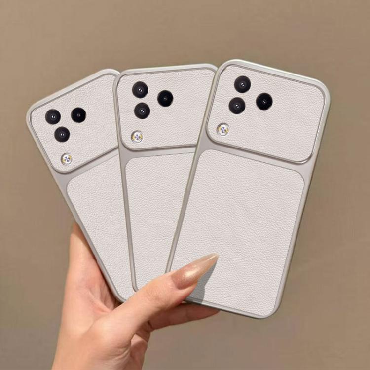 For Xiaomi Civi 3 Large Window Leather Textured Coated TPU Phone Case - White