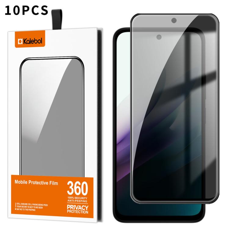 For Redmi 15 5G Global / 15 4G SEA 169.5mm 10pcs Kalebol High-Aluminum Screen-Printed Full-Coverage Black-Border Privacy Tempered Glass Film