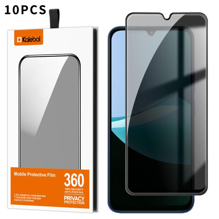 For Redmi 15C 5G / 4G Global 171mm 10pcs Kalebol High-Aluminum Screen-Printed Full-Coverage Black-Border Privacy Tempered Glass Film