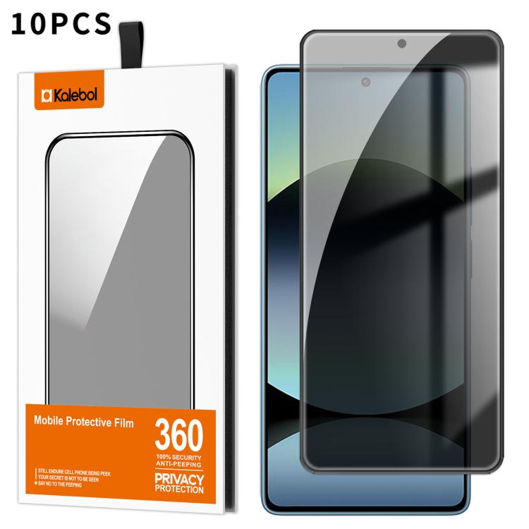 For Redmi Note 14S 10pcs Kalebol High-Aluminum Screen-Printed Full-Coverage Black-Border Privacy Tempered Glass Film