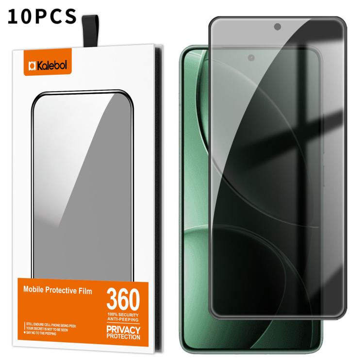 For Redmi K80 Pro 10pcs Kalebol High-Aluminum Screen-Printed Full-Coverage Black-Border Privacy Tempered Glass Film