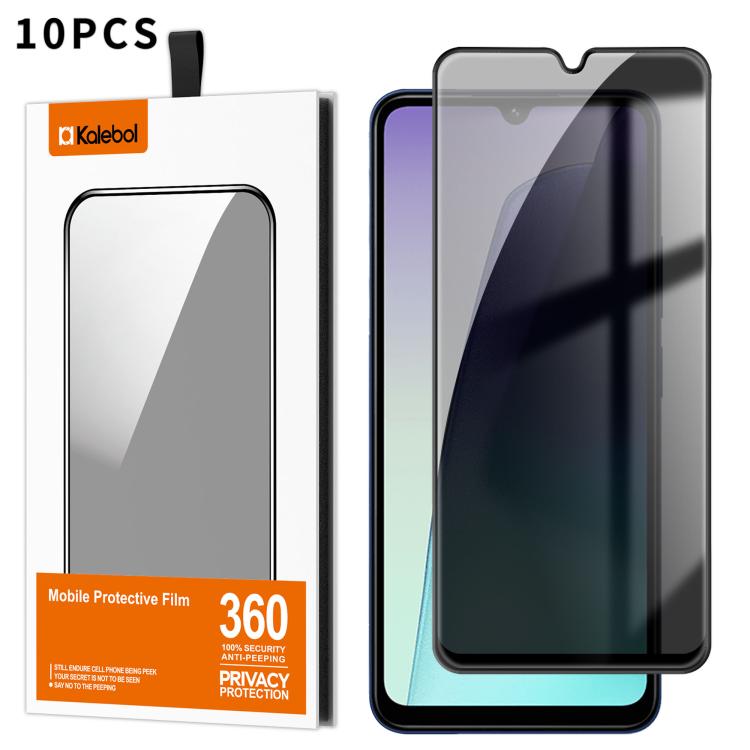 For Redmi 14C 4G 10pcs Kalebol High-Aluminum Screen-Printed Full-Coverage Black-Border Privacy Tempered Glass Film
