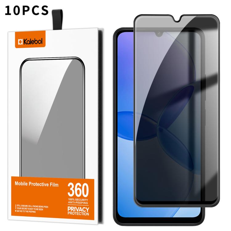 For Redmi 13R 5G 10pcs Kalebol High-Aluminum Screen-Printed Full-Coverage Black-Border Privacy Tempered Glass Film