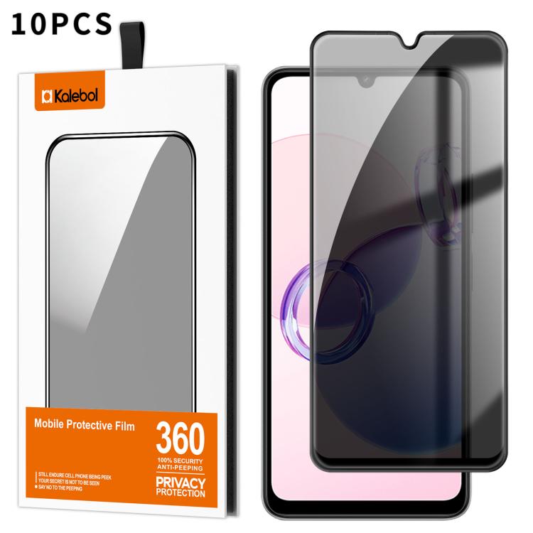 For Redmi 13C 5G 10pcs Kalebol High-Aluminum Screen-Printed Full-Coverage Black-Border Privacy Tempered Glass Film
