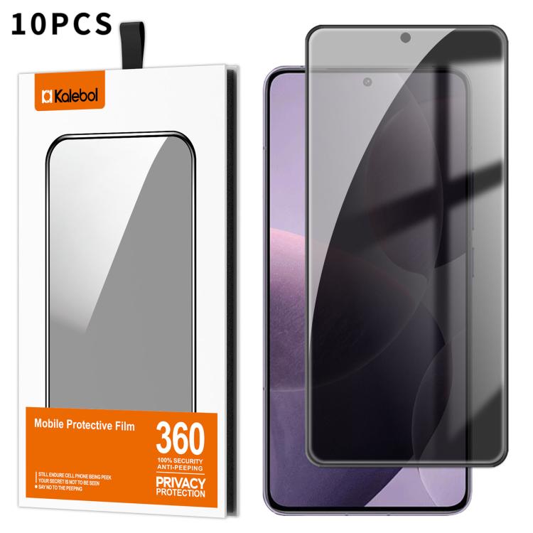 For Redmi K70 10pcs Kalebol High-Aluminum Screen-Printed Full-Coverage Black-Border Privacy Tempered Glass Film