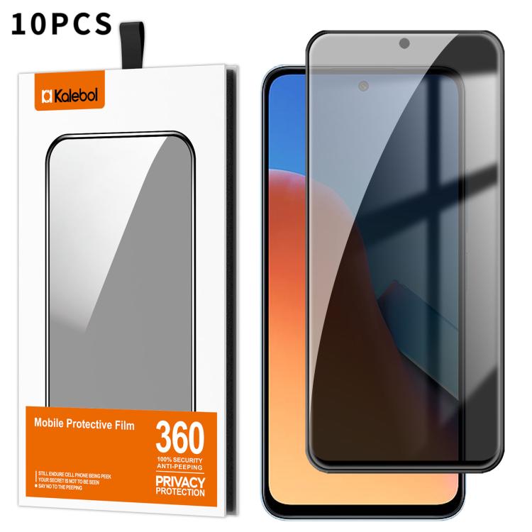For Redmi 12 4G 10pcs Kalebol High-Aluminum Screen-Printed Full-Coverage Black-Border Privacy Tempered Glass Film