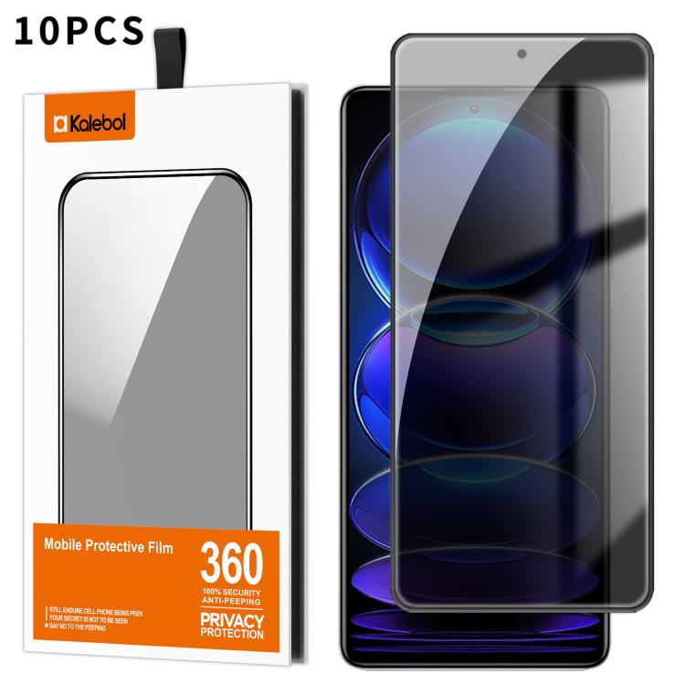For Redmi Note 12 Pro+ 5G Global 10pcs Kalebol High-Aluminum Screen-Printed Full-Coverage Black-Border Privacy Tempered Glass Film