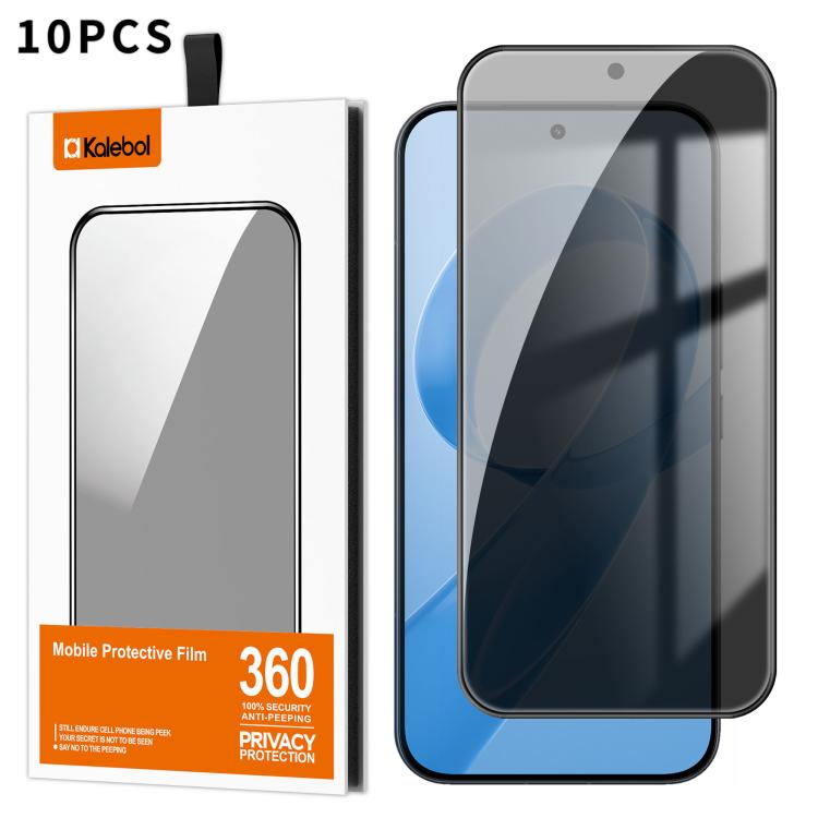 For Redmi K90 10pcs Kalebol High-Aluminum Screen-Printed Full-Coverage Black-Border Privacy Tempered Glass Film
