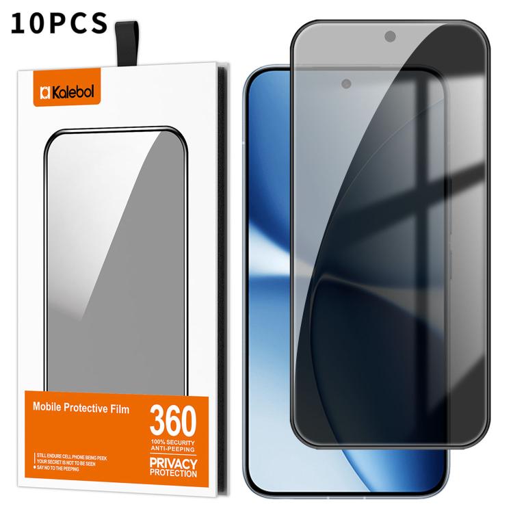 For Redmi Turbo 5 Pro Max / Poco X8 Pro Max 10pcs Kalebol High-Aluminum Screen-Printed Full-Coverage Black-Border Privacy Tempered Glass Film