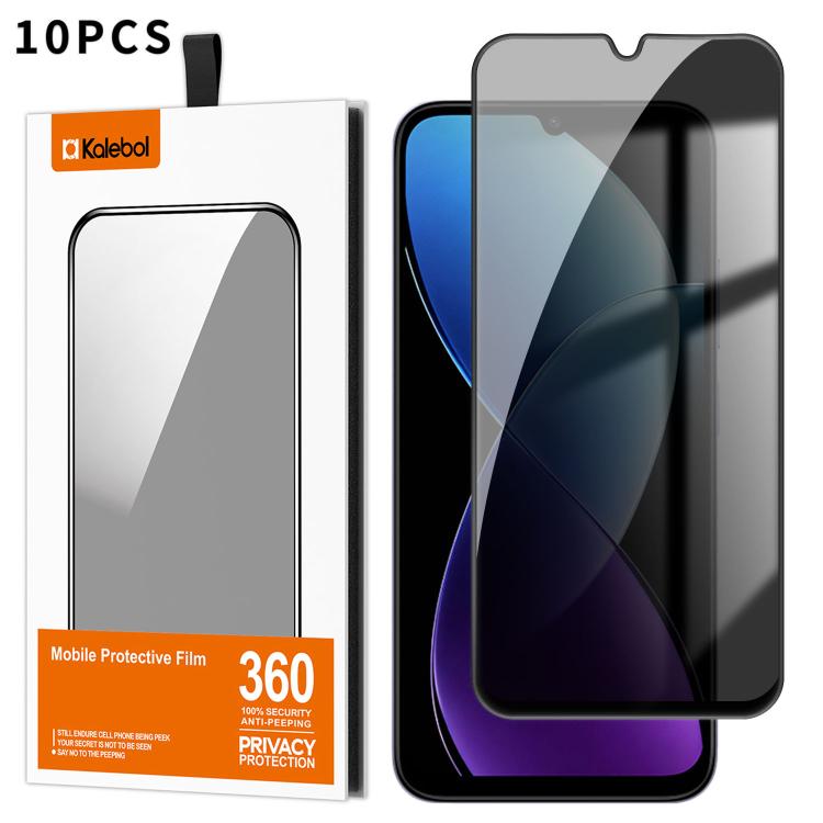 For Redmi R70m 5G 10pcs Kalebol High-Aluminum Screen-Printed Full-Coverage Black-Border Privacy Tempered Glass Film
