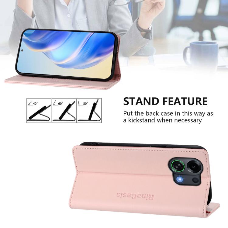 For OPPO K13 Turbo 5G / K13 Turbo Pro 5G RC01 Dual-Folded Magnetic Suction RFID Leather Phone Case
