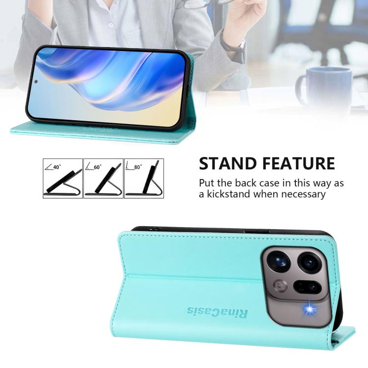 For OPPO Find X9s Pro 5G RC01 Dual-Folded Magnetic Suction RFID Leather Phone Case