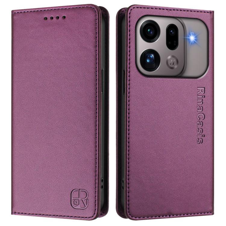 For OPPO Find X9s Pro 5G RC01 Dual-Folded Magnetic Suction RFID Leather Phone Case