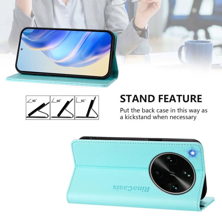 For OPPO Find X9 Ultra RC01 Dual-Folded Magnetic Suction RFID Leather Phone Case