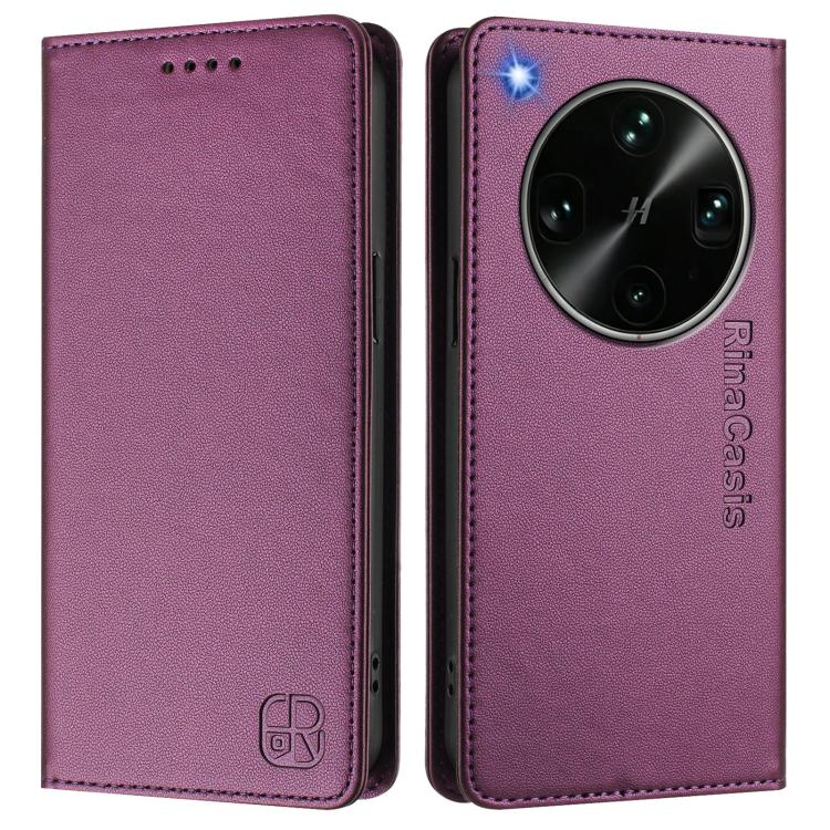 For OPPO Find X9 Ultra RC01 Dual-Folded Magnetic Suction RFID Leather Phone Case