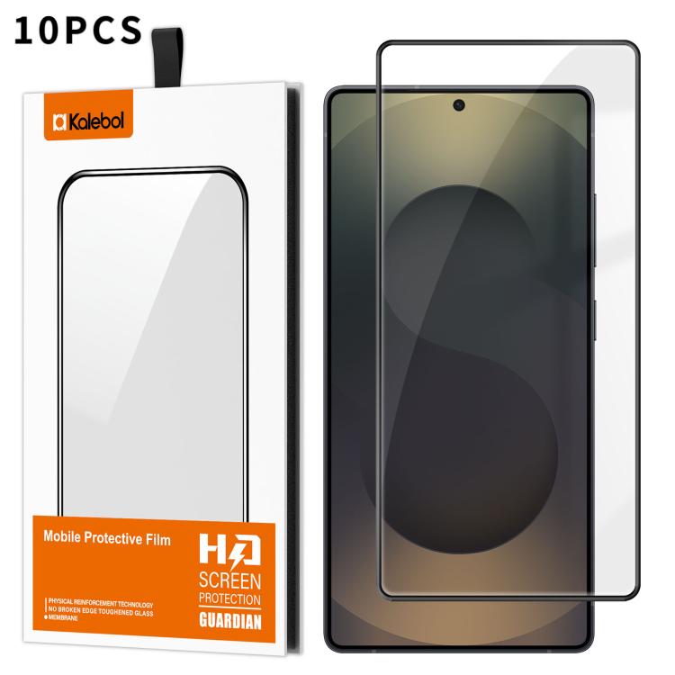 For Samsung Galaxy S25 Ultra 5G 10pcs Kalebol High-Aluminum Screen-Printed Full-Coverage Anti-Fingerprint Black-Bordered HD Tempered Glass Film
