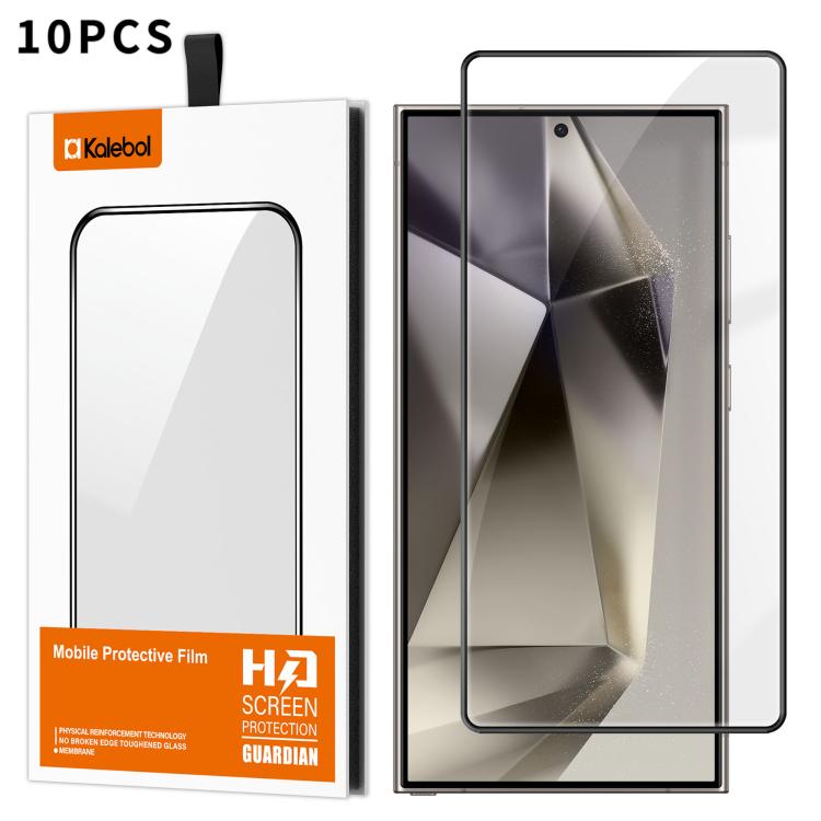 For Samsung Galaxy S24 Ultra 5G 10pcs Kalebol High-Aluminum Screen-Printed Full-Coverage Anti-Fingerprint Black-Bordered HD Tempered Glass Film