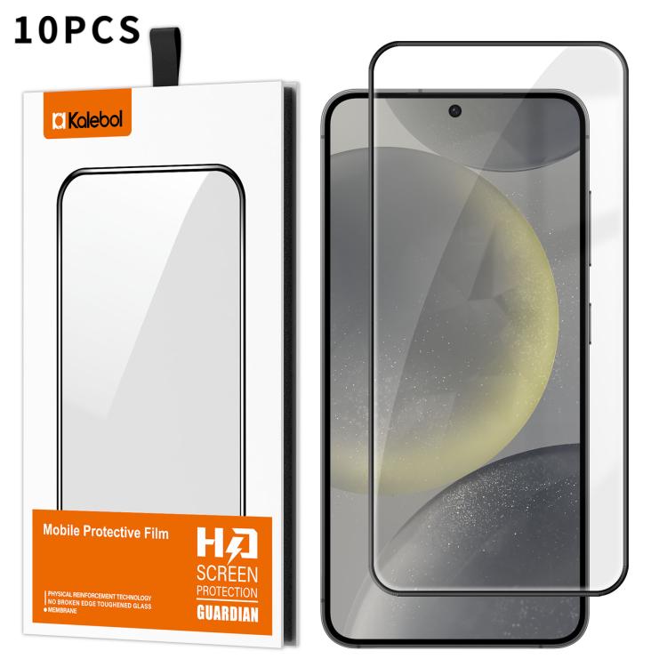 For Samsung Galaxy S24+ 5G 10pcs Kalebol High-Aluminum Screen-Printed Full-Coverage Anti-Fingerprint Black-Bordered HD Tempered Glass Film
