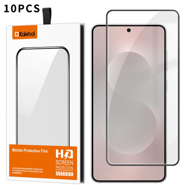For Samsung Galaxy S26+ 5G 10pcs Kalebol High-Aluminum Screen-Printed Full-Coverage Anti-Fingerprint Black-Bordered HD Tempered Glass Film