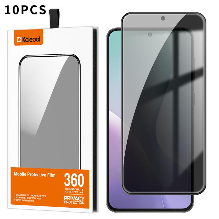 For Samsung Galaxy M56 5G 10pcs Kalebol High-Aluminum Screen-Printed Full-Coverage Black-Border Privacy Tempered Glass Film