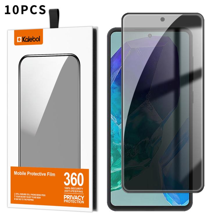 For Samsung Galaxy M55 10pcs Kalebol High-Aluminum Screen-Printed Full-Coverage Black-Border Privacy Tempered Glass Film