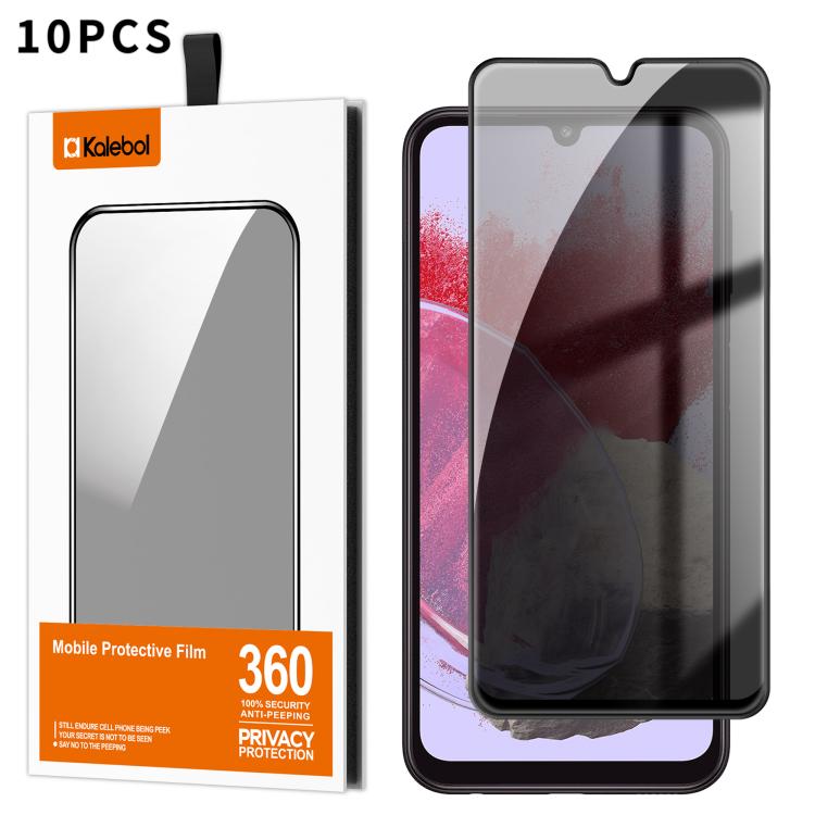 For Samsung Galaxy M34 5G 10pcs Kalebol High-Aluminum Screen-Printed Full-Coverage Black-Border Privacy Tempered Glass Film
