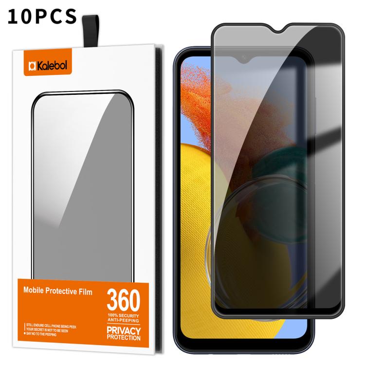 For Samsung Galaxy M14 5G 10pcs Kalebol High-Aluminum Screen-Printed Full-Coverage Black-Border Privacy Tempered Glass Film