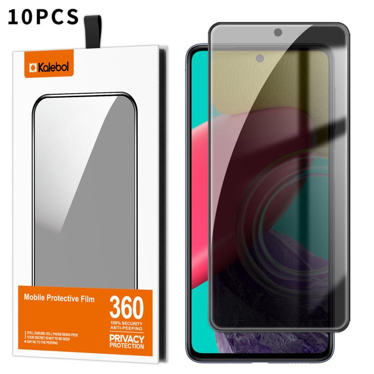For Samsung Galaxy M53 5G 10pcs Kalebol High-Aluminum Screen-Printed Full-Coverage Black-Border Privacy Tempered Glass Film