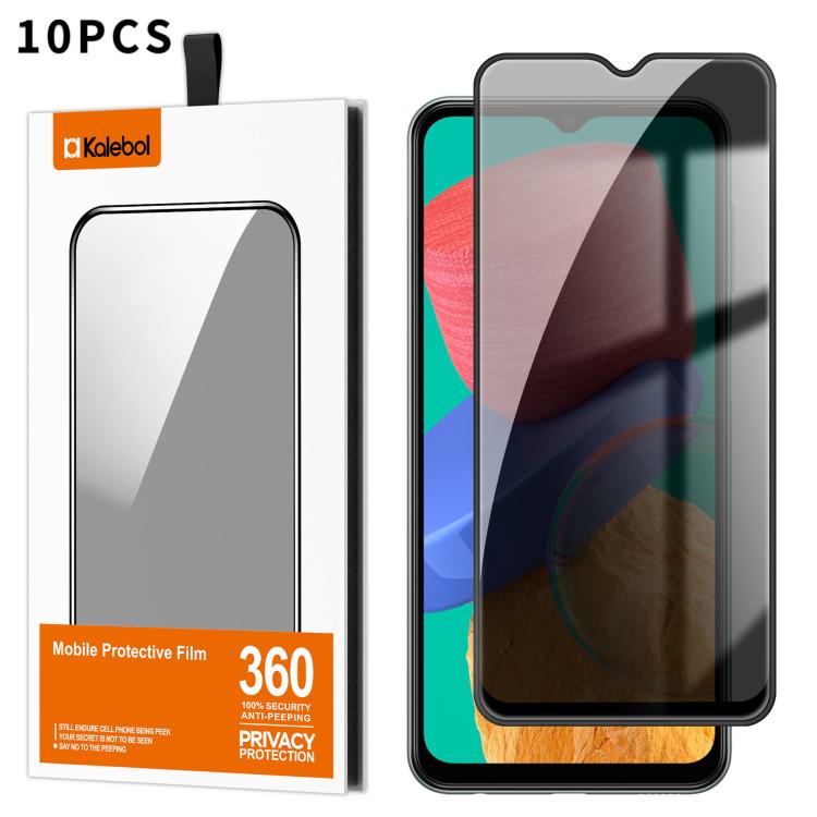 For Samsung Galaxy M33 5G 10pcs Kalebol High-Aluminum Screen-Printed Full-Coverage Black-Border Privacy Tempered Glass Film