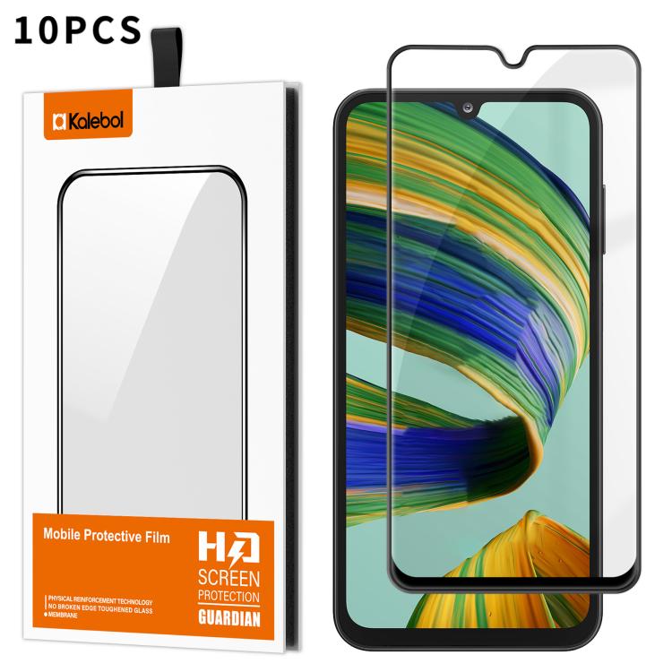 For Samsung Galaxy F15 5G 10pcs Kalebol High-Aluminum Screen-Printed Full-Coverage Anti-Fingerprint Black-Bordered HD Tempered Glass Film