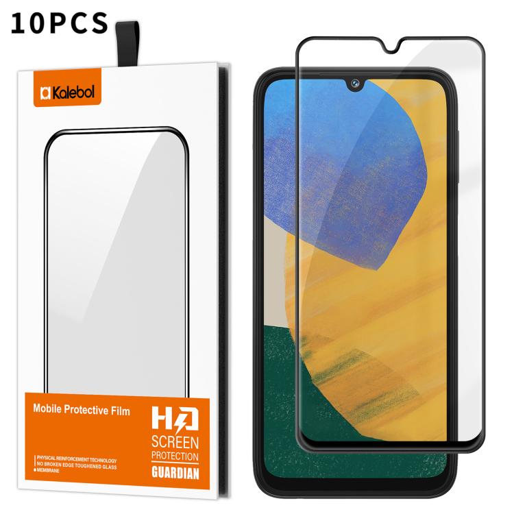 For Samsung Galaxy F34 5G 10pcs Kalebol High-Aluminum Screen-Printed Full-Coverage Anti-Fingerprint Black-Bordered HD Tempered Glass Film