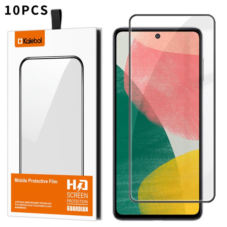 For Samsung Galaxy F54 5G 10pcs Kalebol High-Aluminum Screen-Printed Full-Coverage Anti-Fingerprint Black-Bordered HD Tempered Glass Film