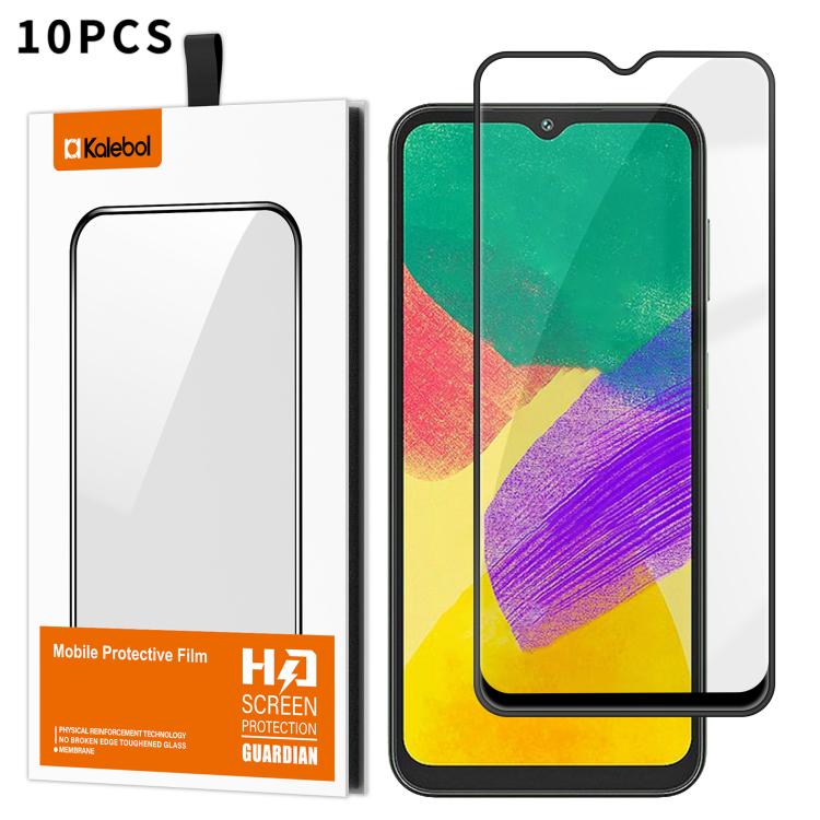 For Samsung Galaxy F14 5G 10pcs Kalebol High-Aluminum Screen-Printed Full-Coverage Anti-Fingerprint Black-Bordered HD Tempered Glass Film