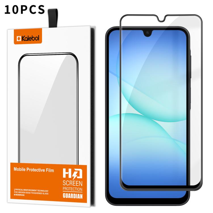 For Samsung Galaxy A17 5G 10pcs Kalebol High-Aluminum Screen-Printed Full-Coverage Anti-Fingerprint Black-Bordered HD Tempered Glass Film