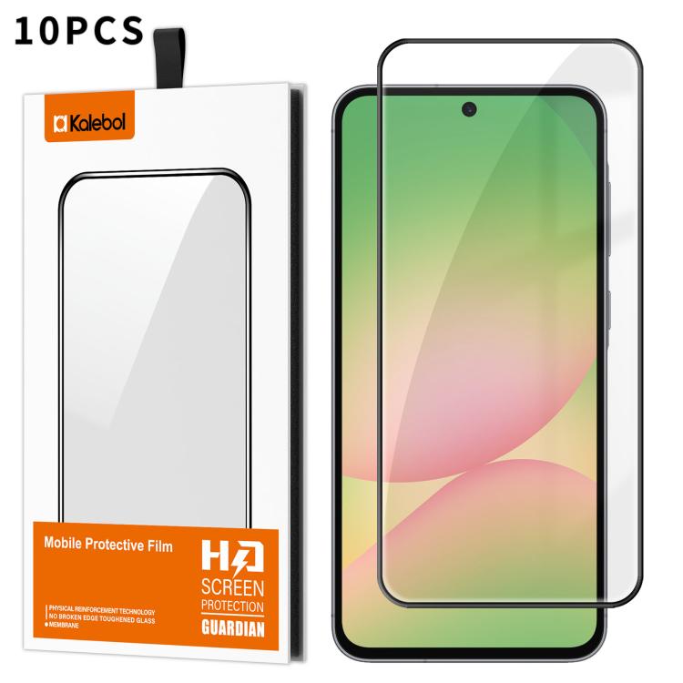 For Samsung Galaxy A56 5G 10pcs Kalebol High-Aluminum Screen-Printed Full-Coverage Anti-Fingerprint Black-Bordered HD Tempered Glass Film