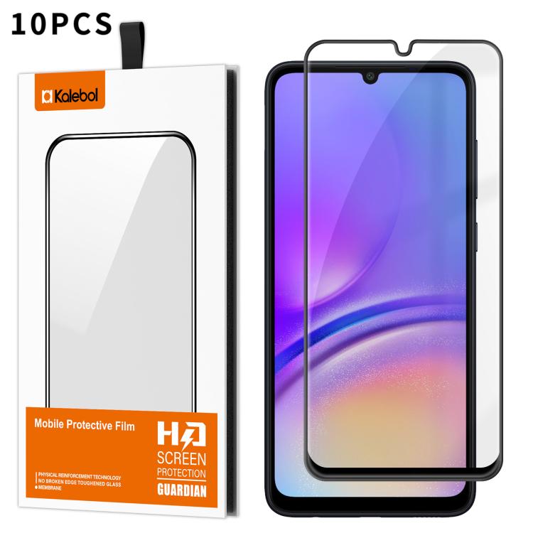 For Samsung Galaxy A05 10pcs Kalebol High-Aluminum Screen-Printed Full-Coverage Anti-Fingerprint Black-Bordered HD Tempered Glass Film
